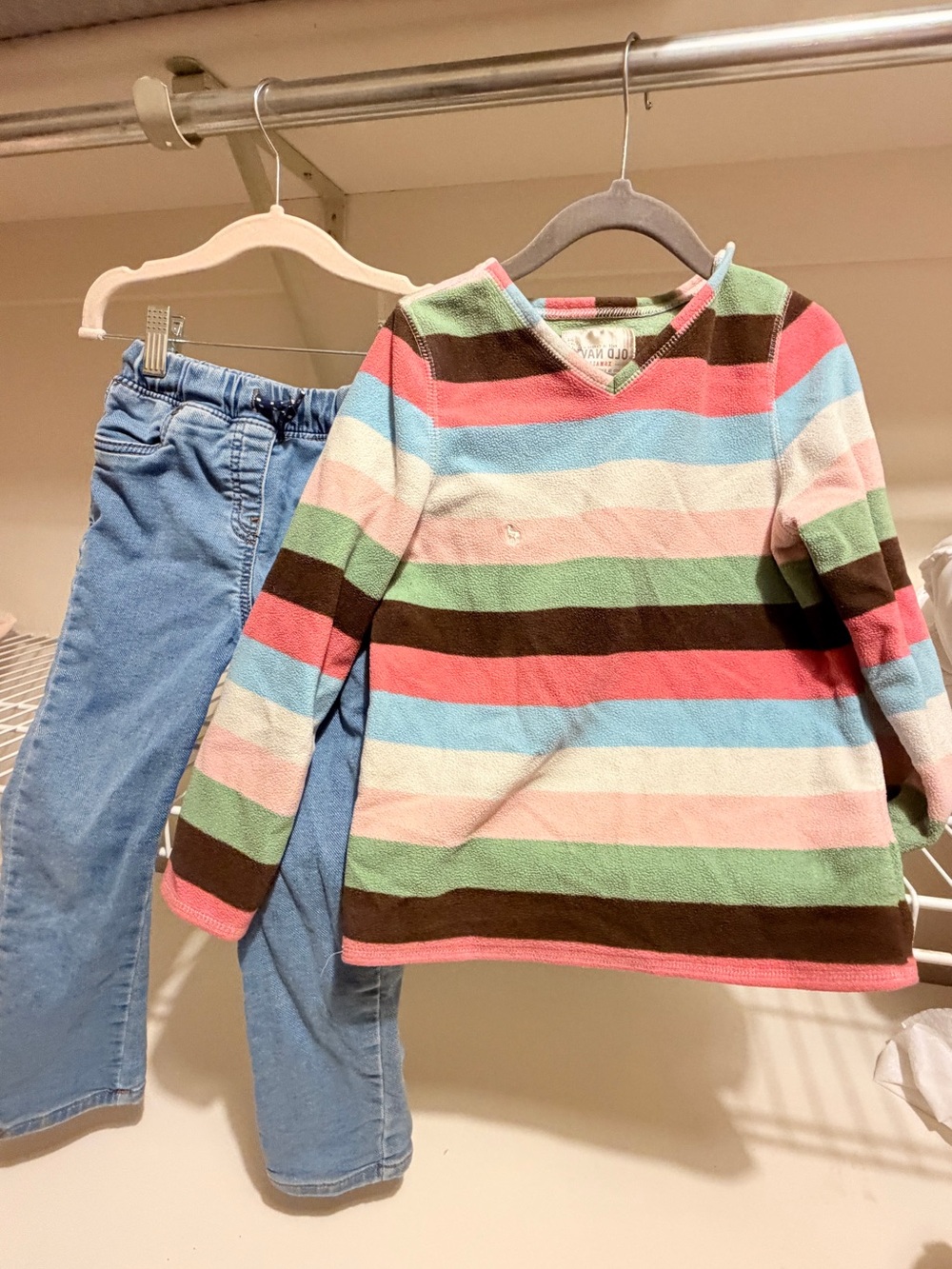 Vintage Old Navy striped knit Long Sleeve Kids Top and jeans bundle 4T girls